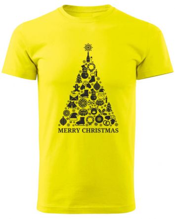 Karácsonyfa-Férfi póló-S-Sárga