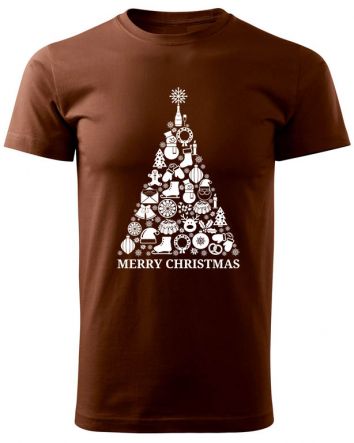 Karácsonyfa-Férfi póló-S-Csokibarna