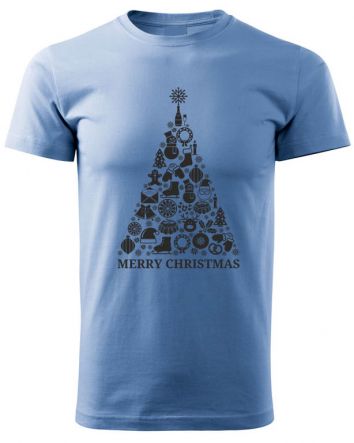 Karácsonyfa-Férfi póló-S-Égszínkék