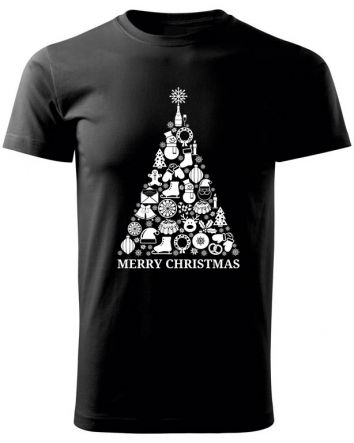 Karácsonyfa-Férfi póló-S-Fekete