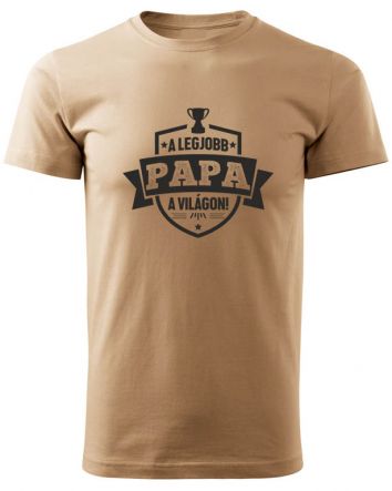 A legjobb Papa a világon címer-Férfi póló-S-Homok