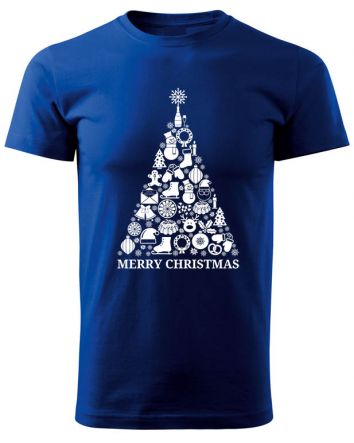 Karácsonyfa-Férfi póló-S-Kék