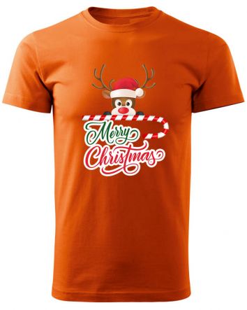 Karácsony rénszarvas-Férfi póló-S-Narancs
