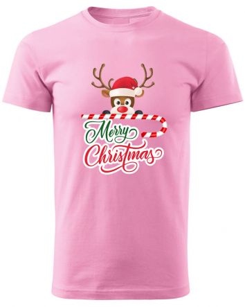 Karácsony rénszarvas-Férfi póló-S-Rózsaszín