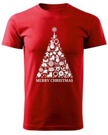 Karácsonyfa-Férfi póló-S-Piros