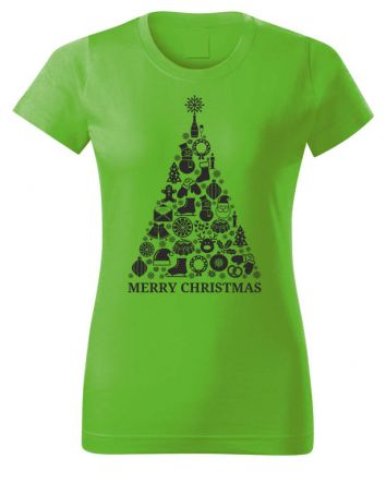 Karácsonyfa Női póló-Női póló-XS-Almazöld