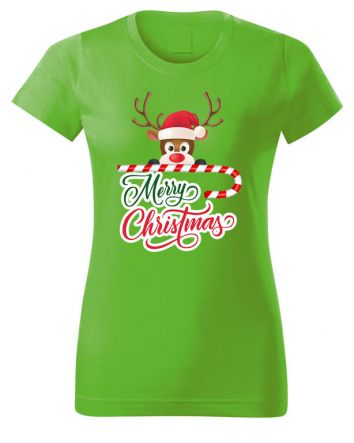 Karácsony rénszarvas Női póló-Női póló-XS-Almazöld