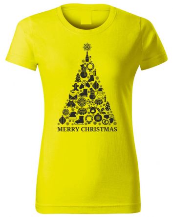 Karácsonyfa Női póló-Női póló-XS-Sárga