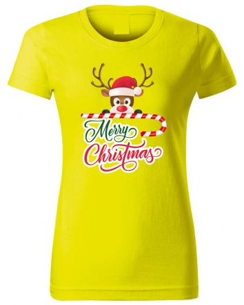 Karácsony rénszarvas Női póló-Női póló-XS-Sárga
