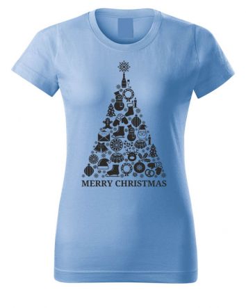 Karácsonyfa Női póló-Női póló-XS-Égszínkék