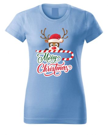 Karácsony rénszarvas Női póló-Női póló-XS-Égszínkék