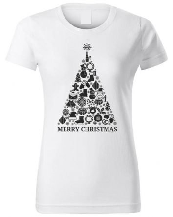 Karácsonyfa Női póló-Női póló-XS-Fehér
