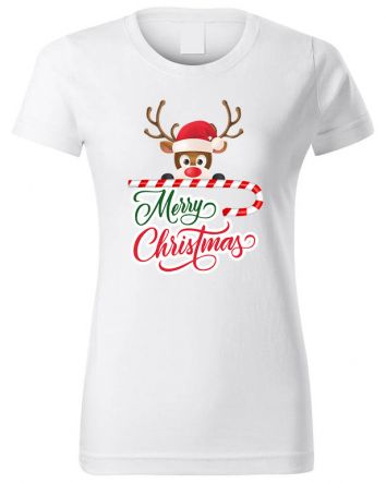 Karácsony rénszarvas Női póló-Női póló-XS-Fehér