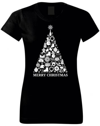 Karácsonyfa Női póló-Női póló-XS-Fekete