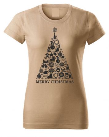 Karácsonyfa Női póló-Női póló-XS-Homok