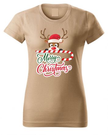 Karácsony rénszarvas Női póló-Női póló-XS-Homok