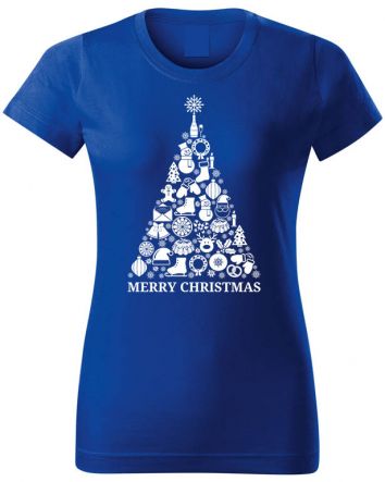Karácsonyfa Női póló-Női póló-XS-Kék