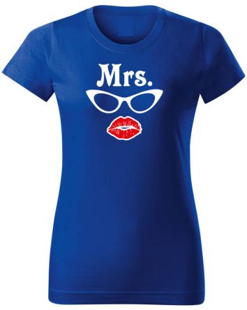 Mrs Száj-Női póló-XS-Kék