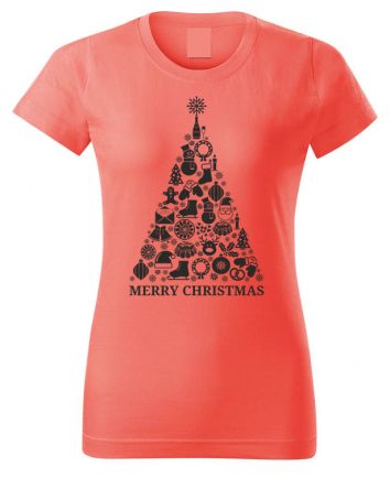 Karácsonyfa Női póló-Női póló-XS-Coral