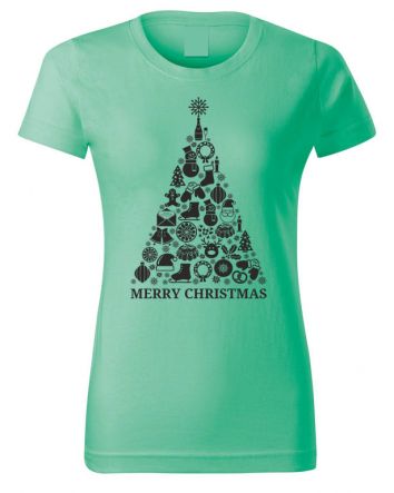 Karácsonyfa Női póló-Női póló-XS-Menta