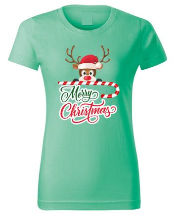 Karácsony rénszarvas Női póló-Női póló-XS-Menta