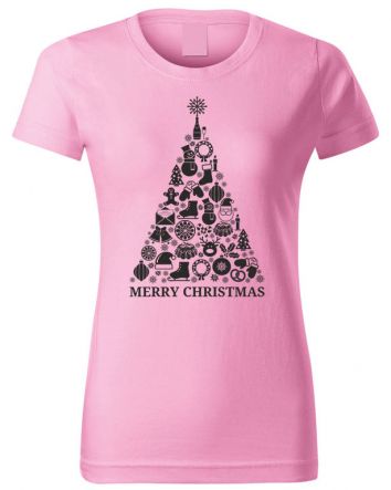 Karácsonyfa Női póló-Női póló-XS-Rózsaszín