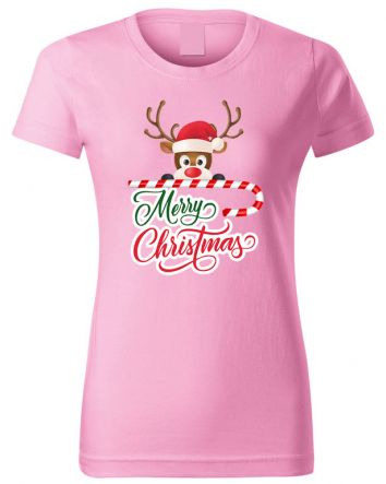 Karácsony rénszarvas Női póló-Női póló-XS-Rózsaszín