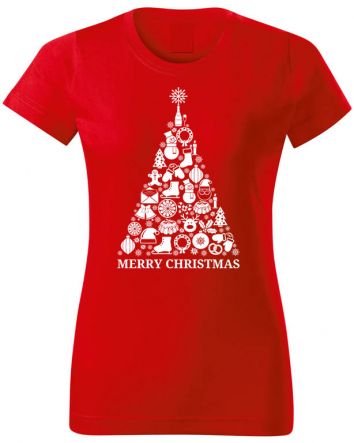 Karácsonyfa Női póló-Női póló-XS-Piros