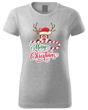 Karácsony rénszarvas Női póló-Női póló-XS-Szürke