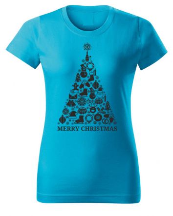 Karácsonyfa Női póló-Női póló-XS-Türkiz