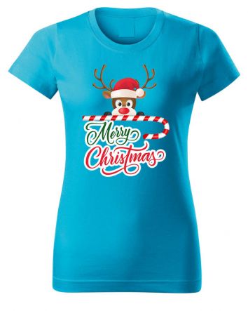 Karácsony rénszarvas Női póló-Női póló-XS-Türkiz