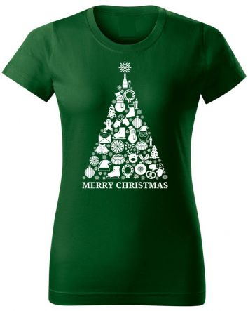 Karácsonyfa Női póló-Női póló-XS-Zöld