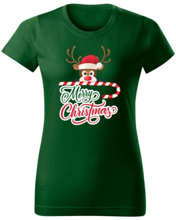 Karácsony rénszarvas Női póló-Női póló-XS-Zöld