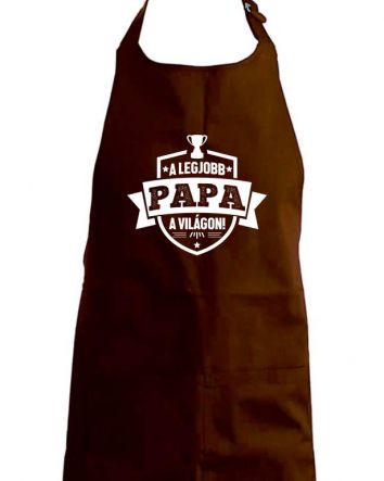 A legjobb Papa a világon címer Kötény-Kötény-One size-Csokibarna