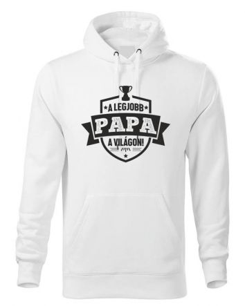 A legjobb Papa a világon címer Férfi kapucnis pulóver-Férfi kapucnis pulóver-S-Fehér