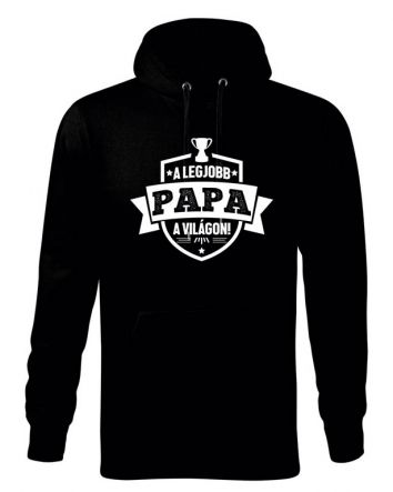 A legjobb Papa a világon címer Férfi kapucnis pulóver-Férfi kapucnis pulóver-S-Fekete