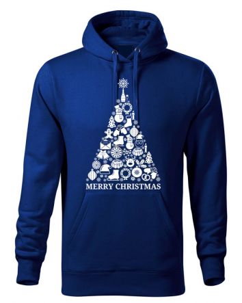 Karácsonyfa Férfi kapucnis pulóver-Férfi kapucnis pulóver-S-Kék
