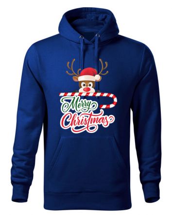 Karácsony rénszarvas Férfi kapucnis pulóver-Férfi kapucnis pulóver-S-Kék