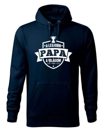 A legjobb Papa a világon címer Férfi kapucnis pulóver-Férfi kapucnis pulóver-S-Tengerészkék