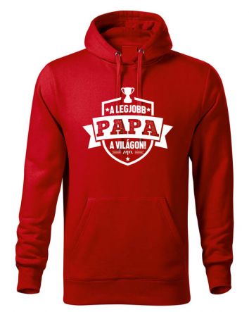 A legjobb Papa a világon címer Férfi kapucnis pulóver-Férfi kapucnis pulóver-S-Piros