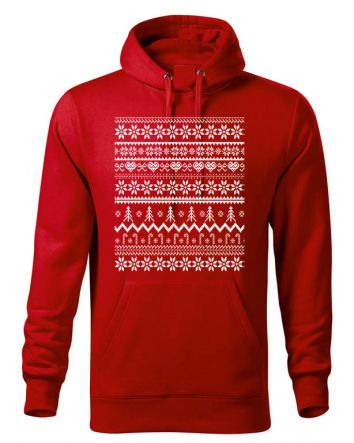 Kötött Karácsony Férfi kapucnis pulóver -Férfi kapucnis pulóver-S-Piros