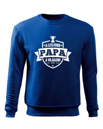 A legjobb Papa a világon címer Férfi pulóver-Férfi pulóver-S-Kék