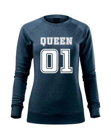 Queen 01 Női pulóver-Női pulóver-XS-Farmerkék melírozott
