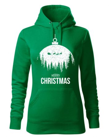 Merry Christmas Női kapucnis pulóver-Női kapucnis pulóver-XS-Fűzöld