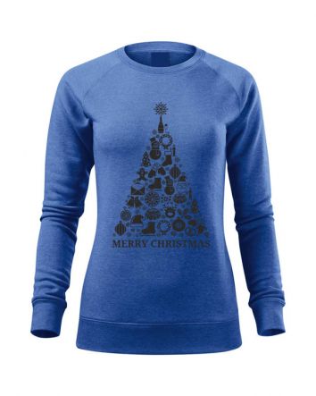 Karácsonyfa Női pulóver-Női pulóver-XS-Kék melírozott