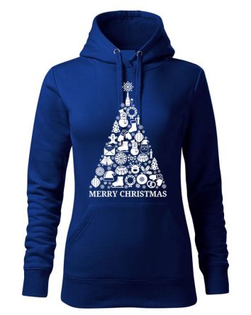 Karácsonyfa Női kapucnis pulóver-Női kapucnis pulóver-XS-Kék