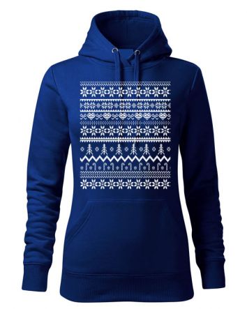Kötött Karácsony Női kapucnis pulóver-Női kapucnis pulóver-S-Kék