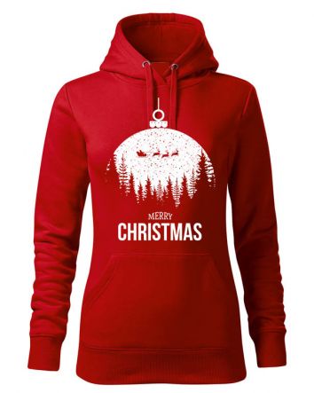 Merry Christmas Női kapucnis pulóver-Női kapucnis pulóver-XS-Piros