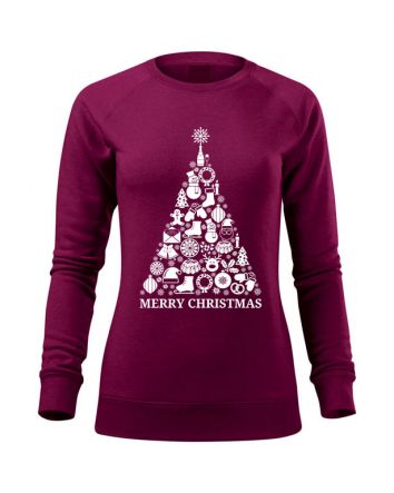 Karácsonyfa Női pulóver-Női pulóver-XS-Fukszia melírozott