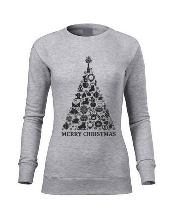 Karácsonyfa Női pulóver-Női pulóver-XS-Szürke melírozott